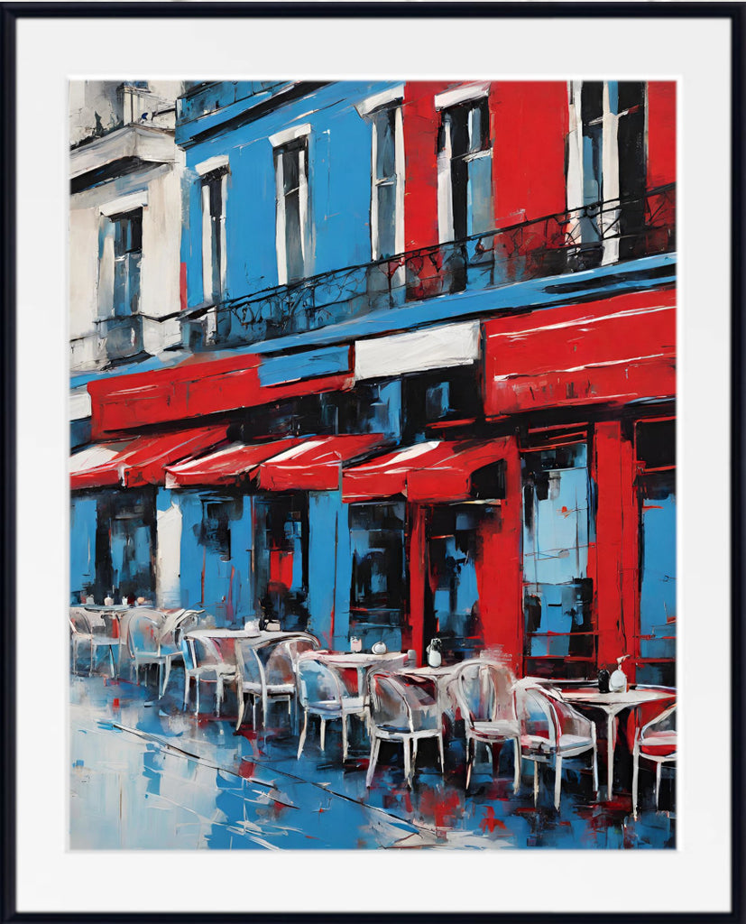Pop Art Print - Paris Cafe - Red White Blue