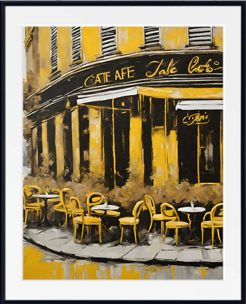 Pop Art Print - Paris Street Cafe in Yellow