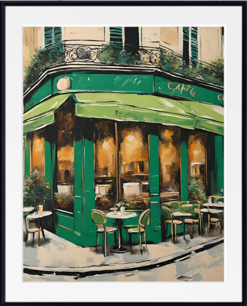 Pop Art Print - Paris Street Cafe in Green