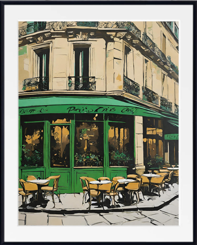 Pop Art Print - Paris Street Cafe in Montmartre, Green