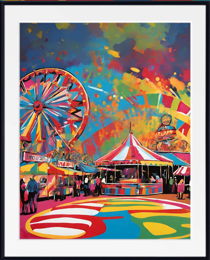 Pop Art Print - Fairground , Ferris Wheel, Rollercoaster