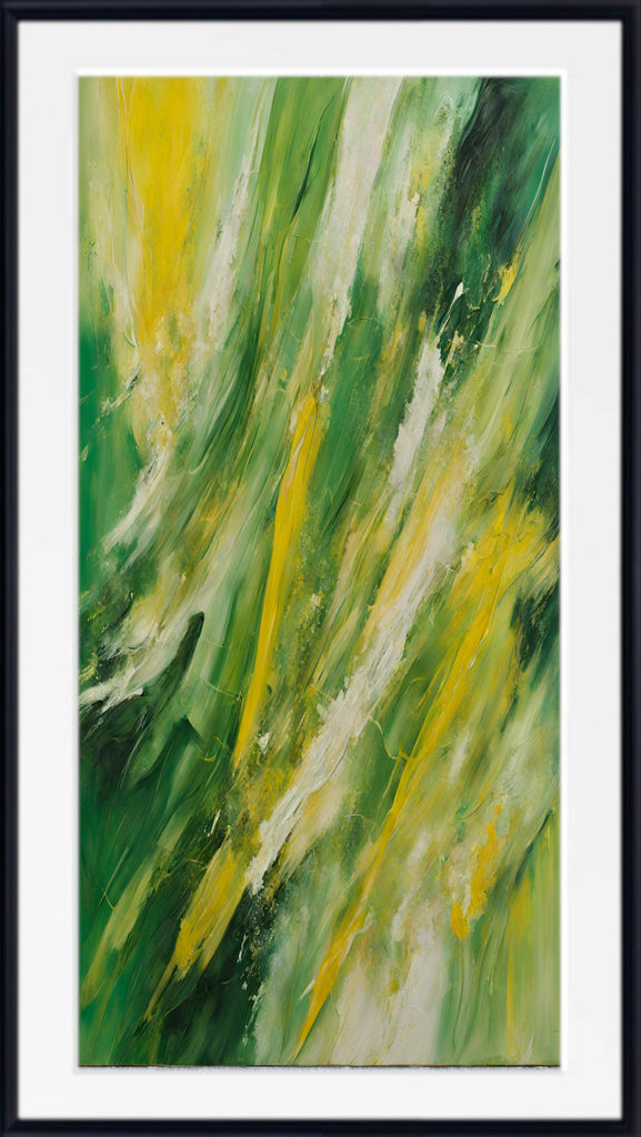 Extra Large Abstract Art, Green Yellow Print