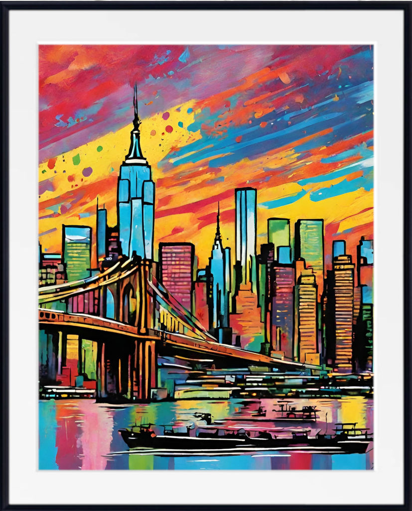 Pop Art Print - New York Syline, Brooklyn Bridge