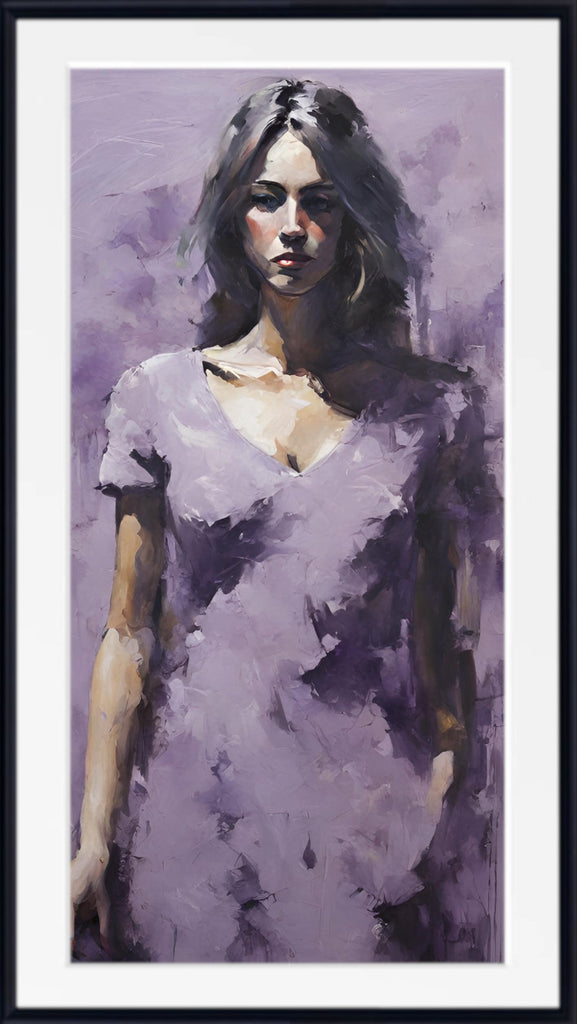 Extra Large Abstract Art, Lilac Lady Figure Print