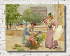 Louis Marie De Schryver Print, A Flower Seller on the Champs-Elysées