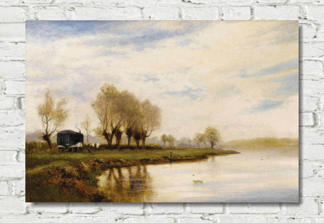 Alfred de Bréanski Print, ‘A Misty Morning’, The Tow Path at Shepperton