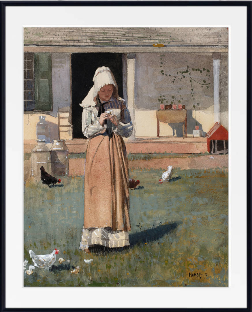 Winslow Homer Fine Art Print :  A Sick Chicken (1874)