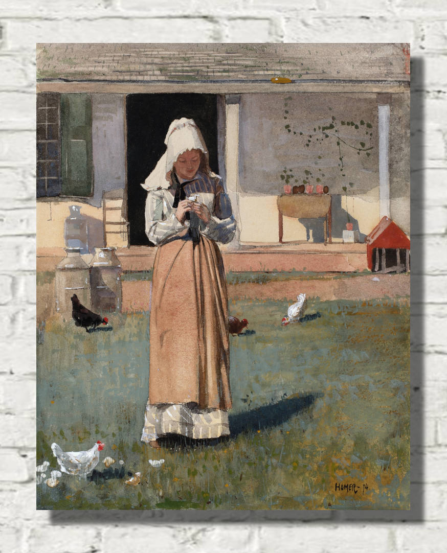 Winslow Homer Fine Art Print :  A Sick Chicken (1874)