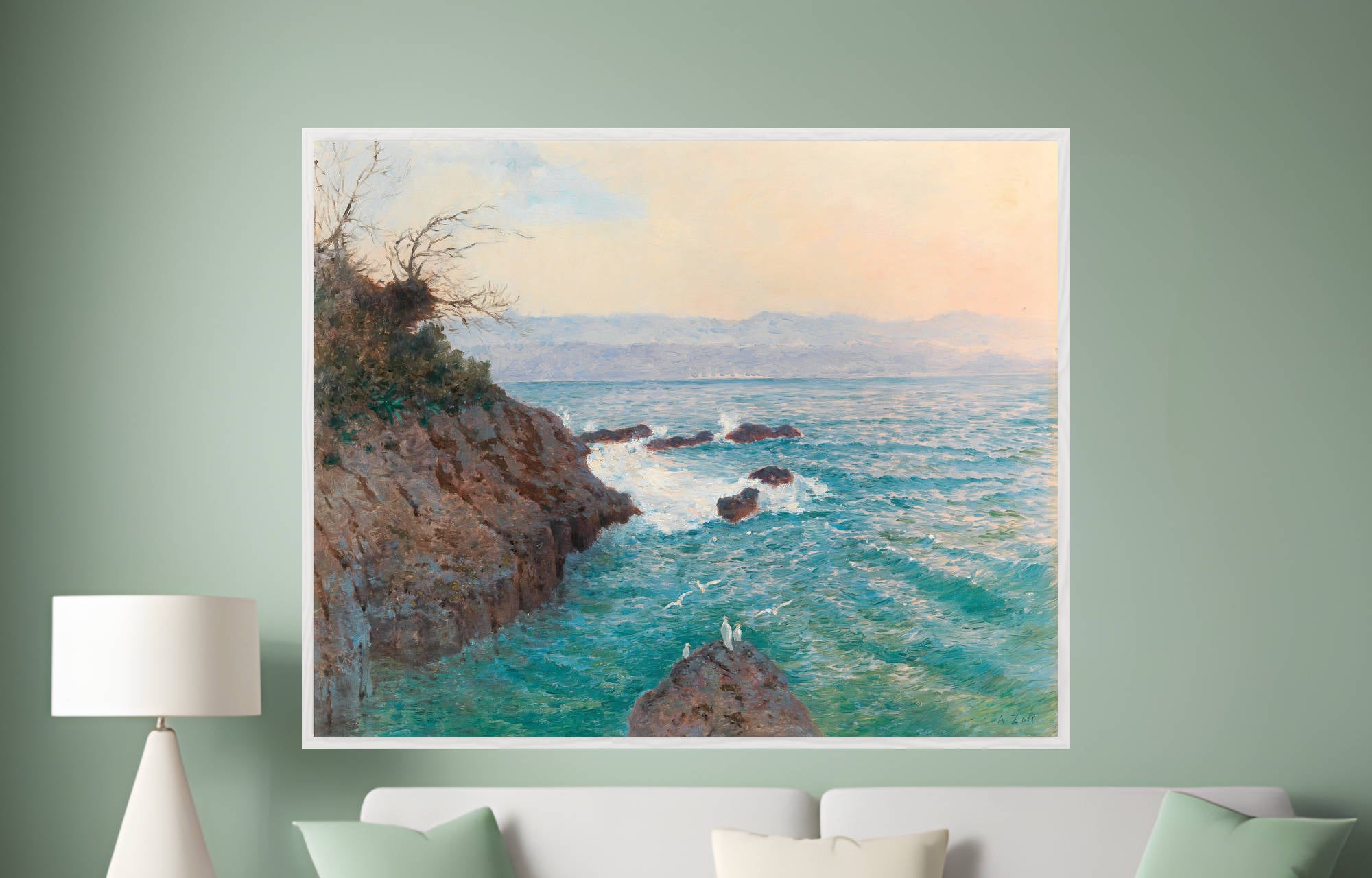 Alfred Zoff – A View Of The Nervi Coast Prints and Canvas Panels