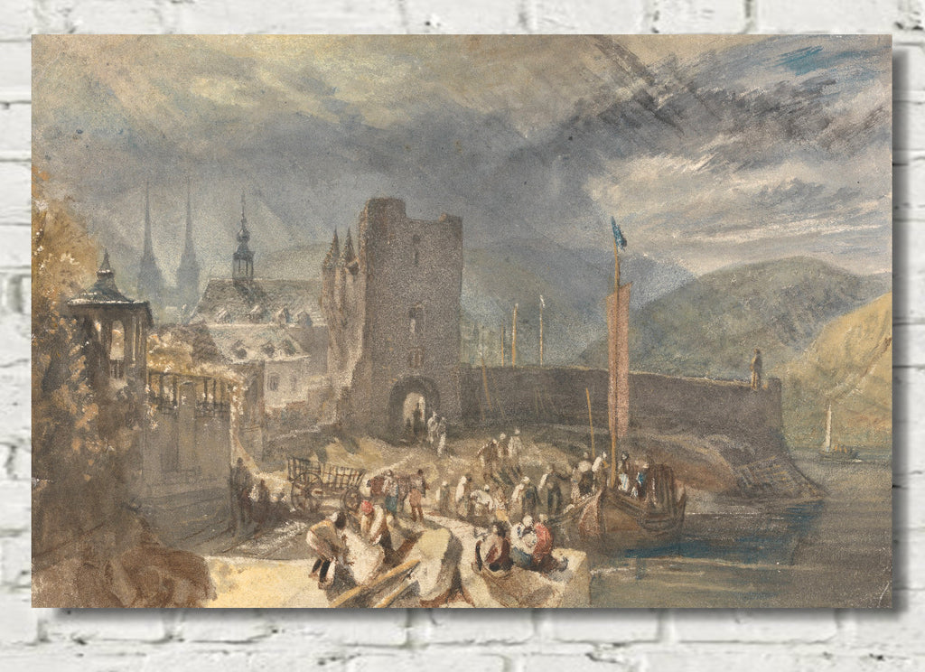 A View of Boppart, with Figures on the River Bank (1817) by William Turner