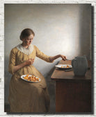 Peter Ilsted Fine Art Print, A Young Girl Preparing Chantarelles