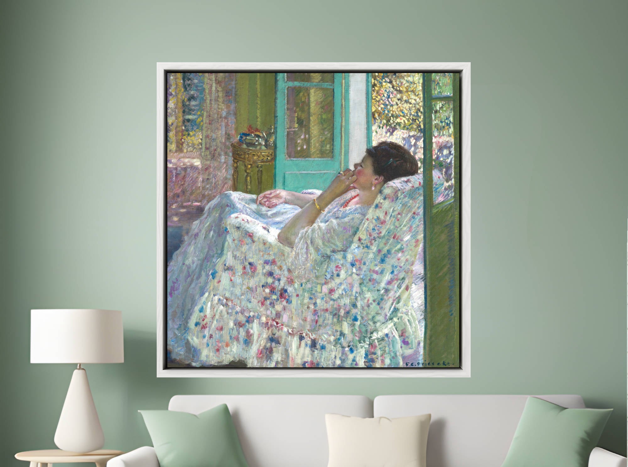 Frederick Carl Frieseke Print, Afternoon – Yellow Room (1910) - Gallery Quality Prints at GalleryThane