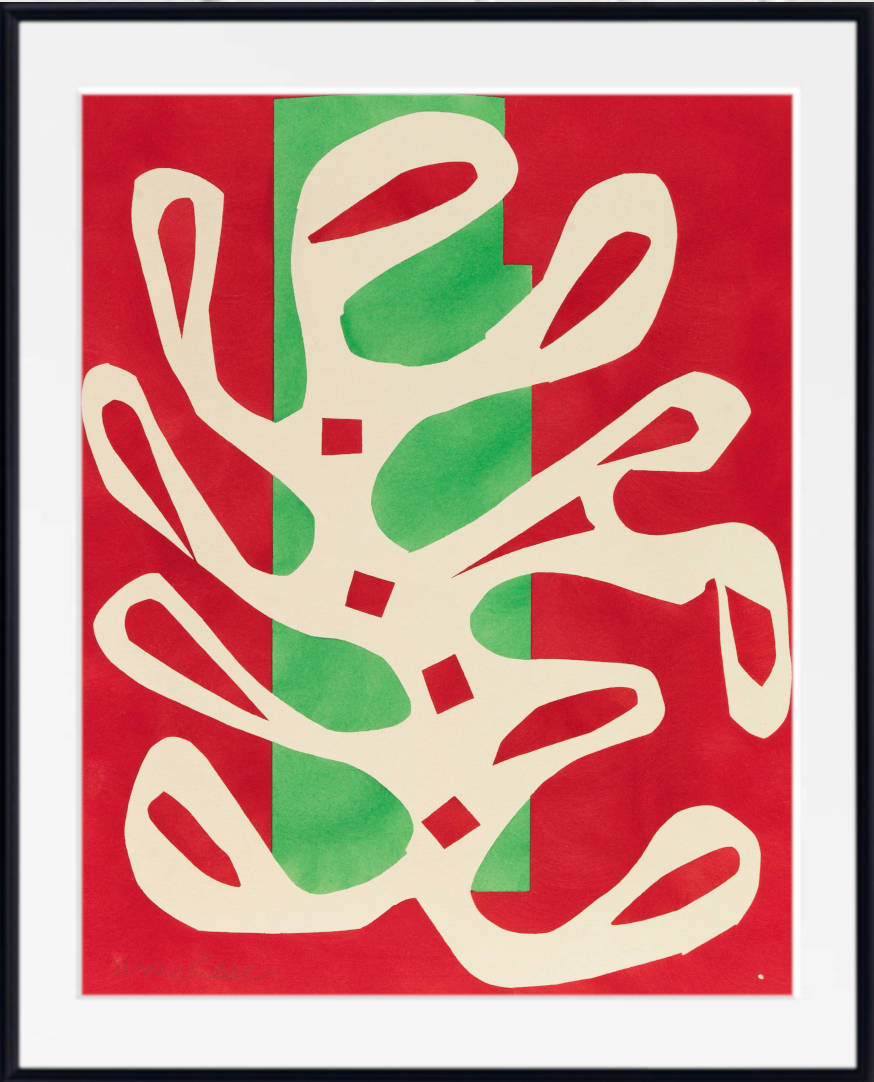 Henri Matisse Print, White algae on red and green background (1947)