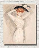 Paul-César Helleu Print, An elegant lady wearing a hat