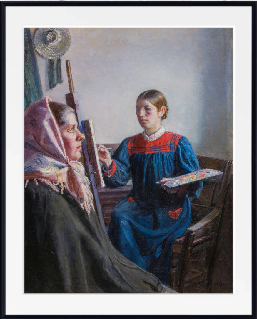 Michael Ancher Print, Anna Ancher Painting a Model (1887)