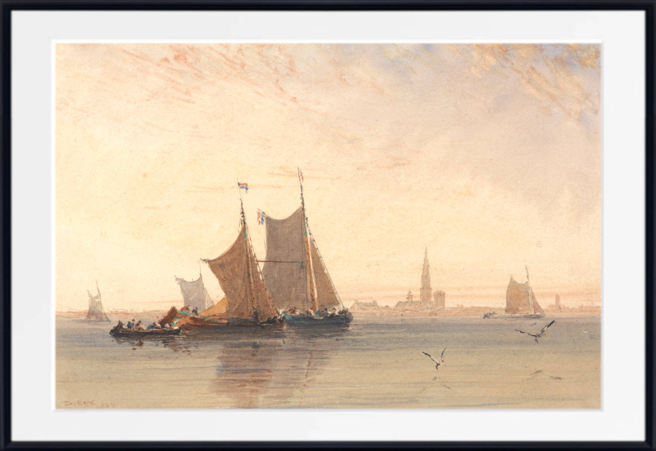 David Cox Print, Antwerp, Morning (1832)