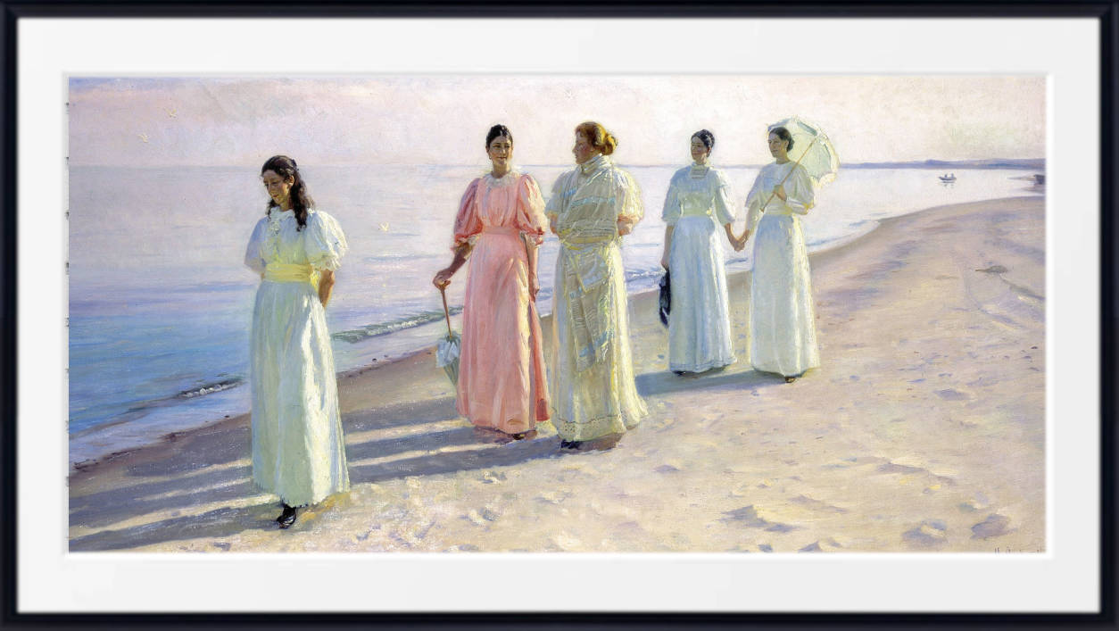 Michael Ancher Print, A stroll on the beach