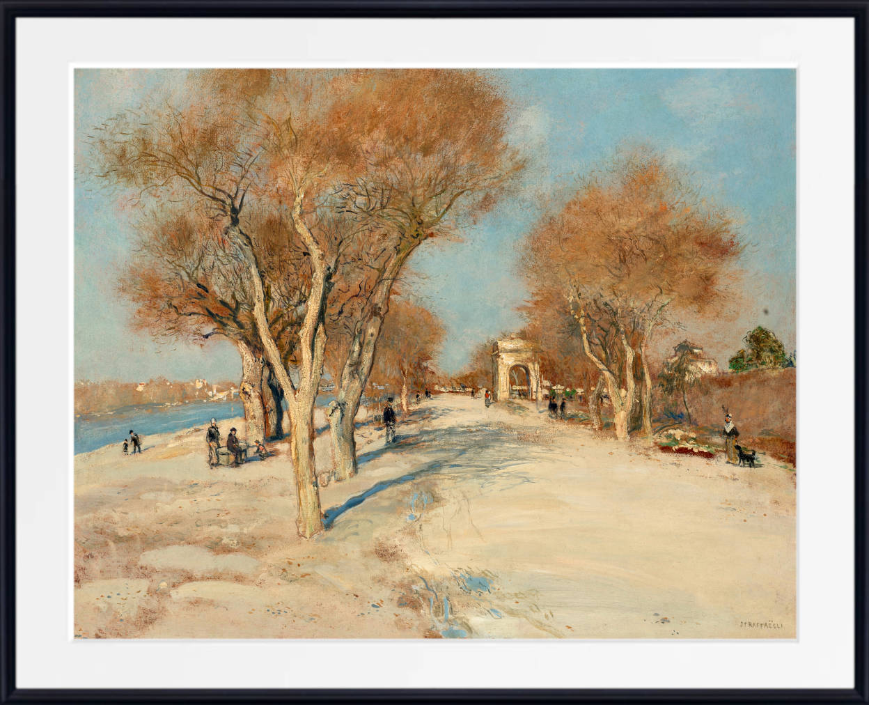 Jean-François Raffaëlli Print, Banks of the Seine; the sunny road