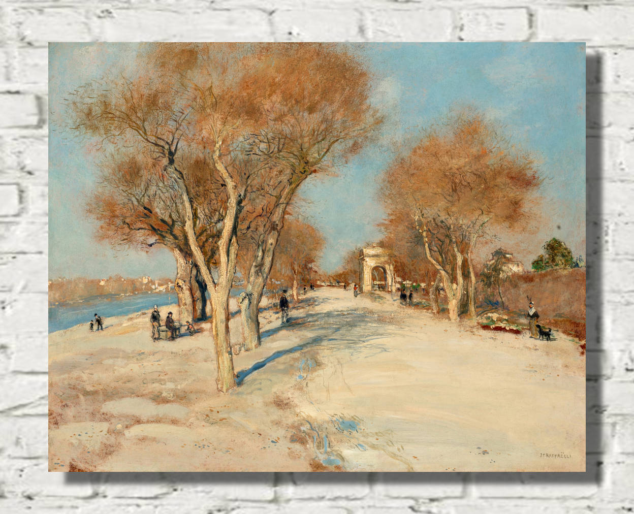 Jean-François Raffaëlli Print, Banks of the Seine; the sunny road