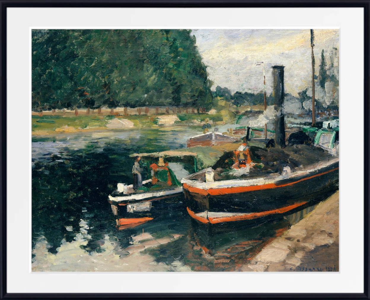 Camille Pissarro Print, Barges at Pontoise (1876)