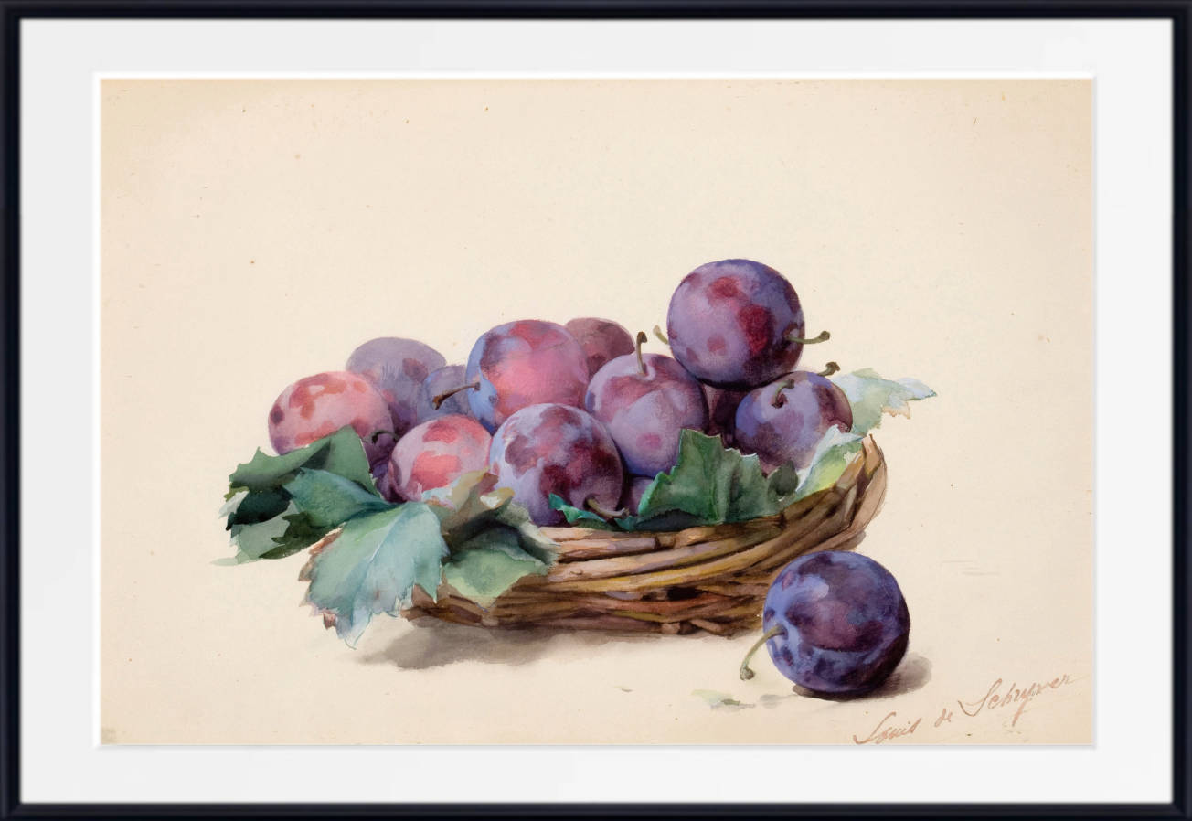 Louis Marie De Schryver Print, Basket of Plums