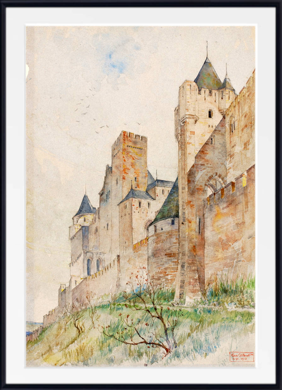 Cass Gilbert Print, Battlements of Carcassonne, France (1913)