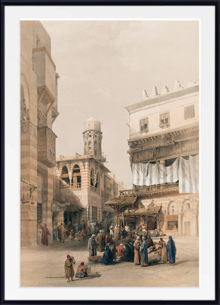 Bazaar of the coppersmiths Cairo, David Roberts Fine Art Print