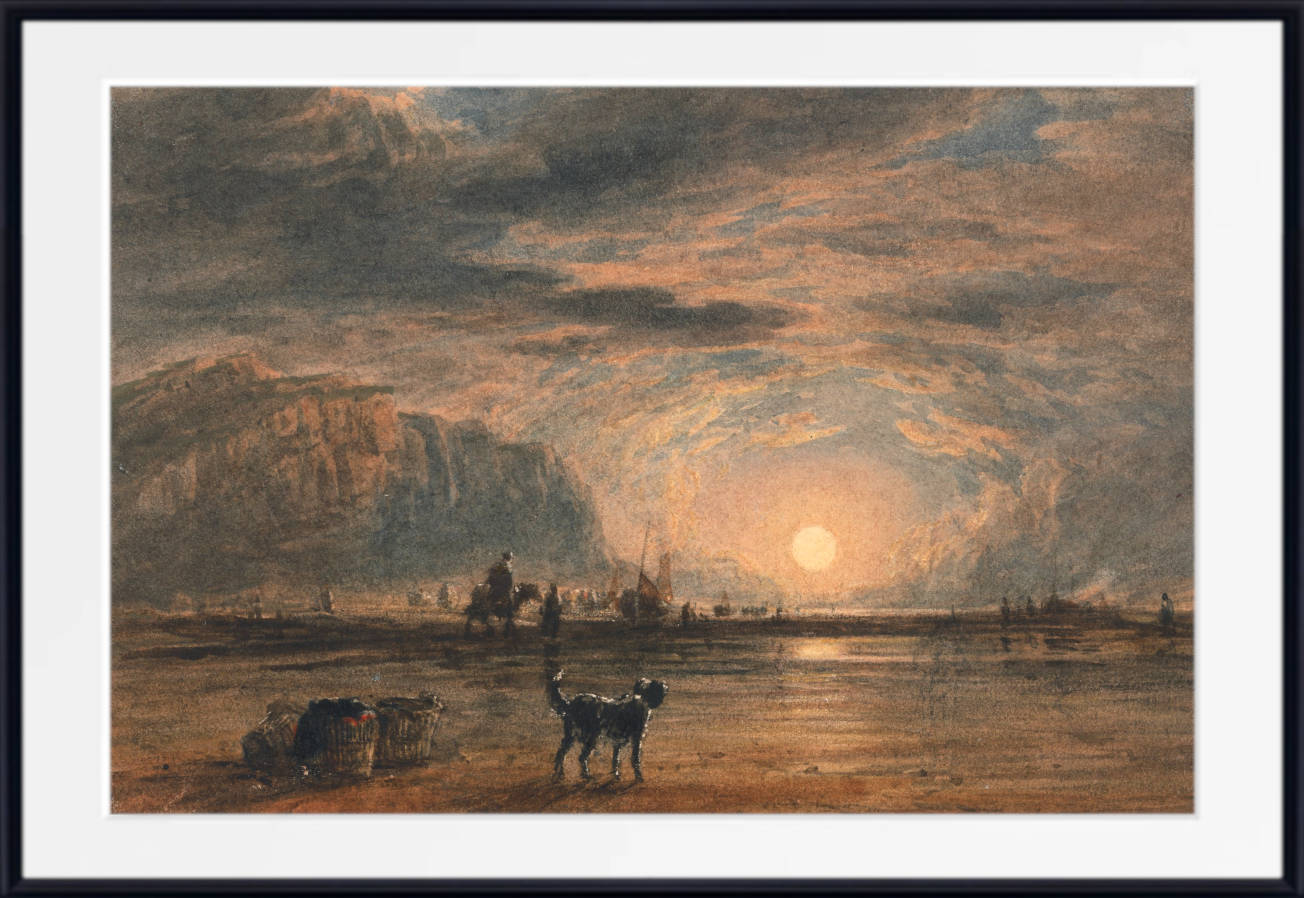 David Cox Print, Beach Scene, Sunrise (circa 1820)