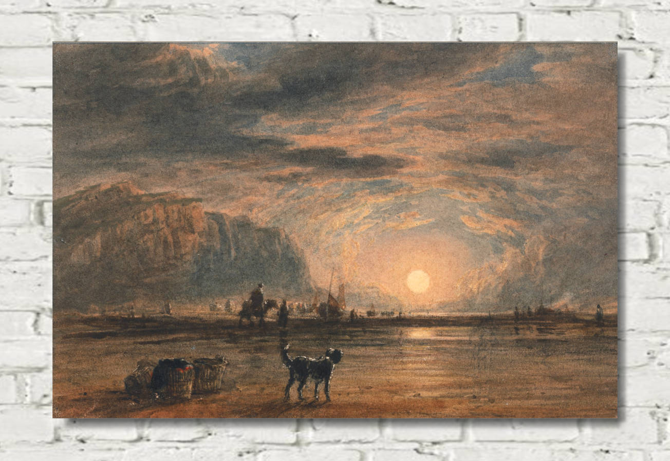 David Cox Print, Beach Scene, Sunrise (circa 1820)