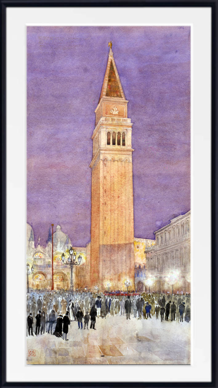 Cass Gilbert Print, Bell Tower, St. Mark’s Square, Venice (1912)