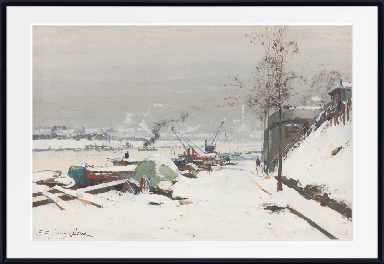 Eugène Galien-Laloue Print : Paris, Bercy Quay Under Snow