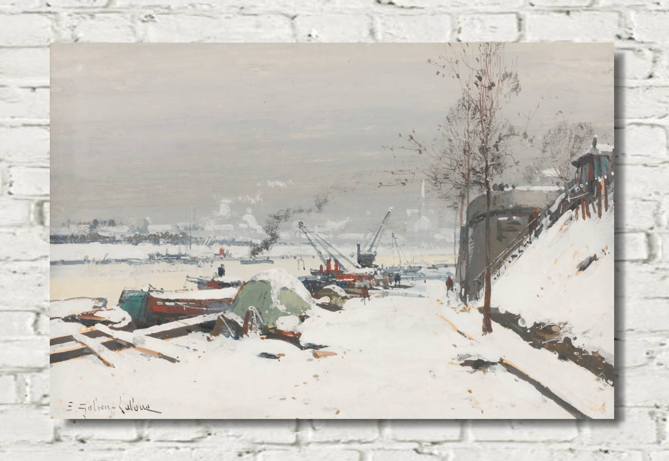 Eugène Galien-Laloue Print : Paris, Bercy Quay Under Snow