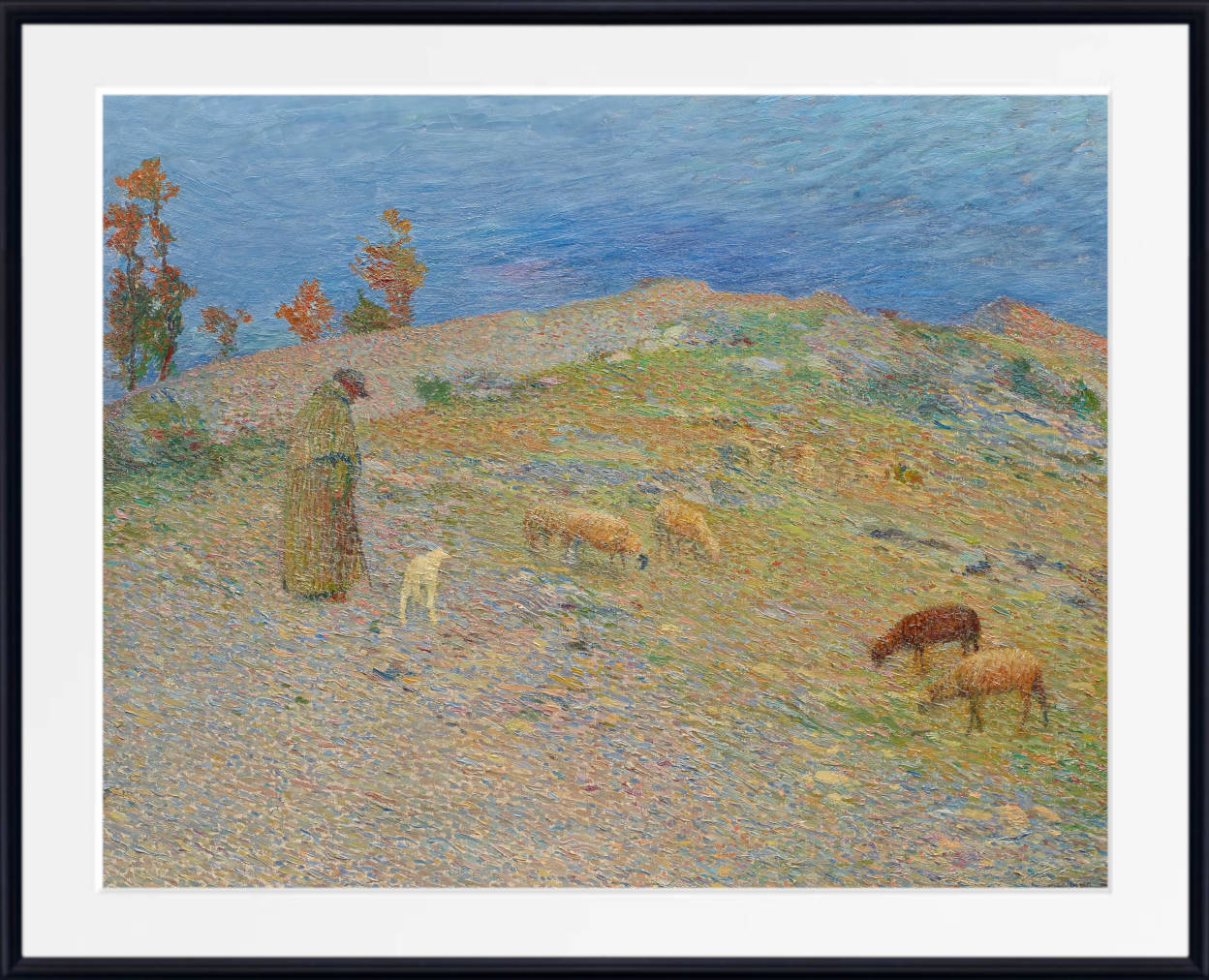 Henri Martin Print, Shepherd and his sheep in the Causses