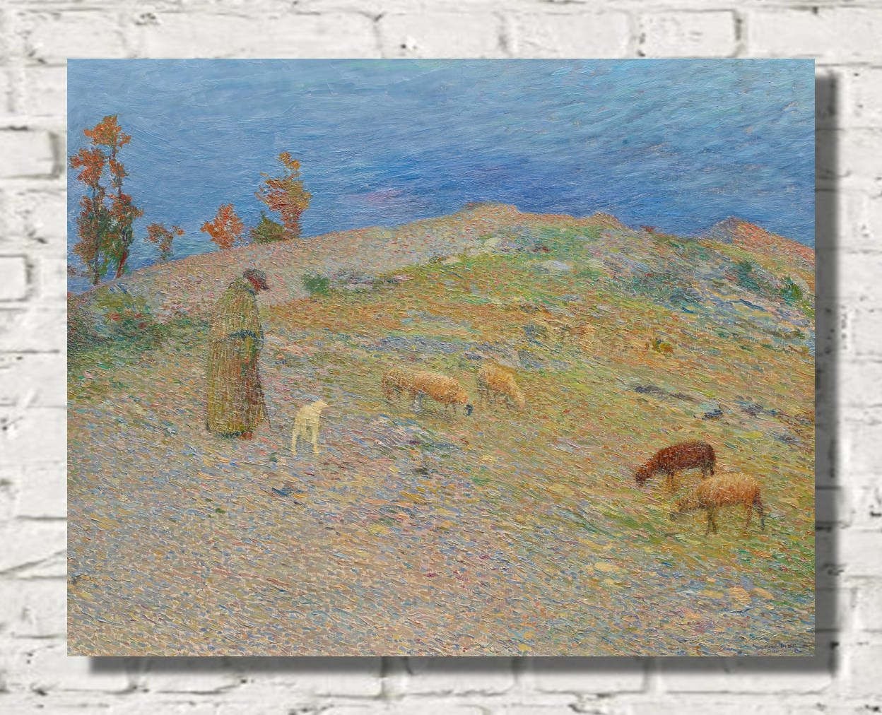 Henri Martin Print, Shepherd and his sheep in the Causses