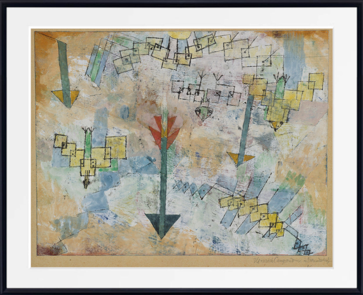 Birds Swooping Down and Arrows, Paul Klee Fine Art Print