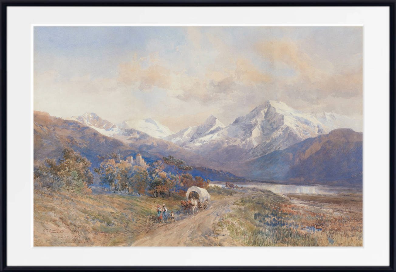 Edward Compton Print,  View of the Ortler from St. Valentin (1889)