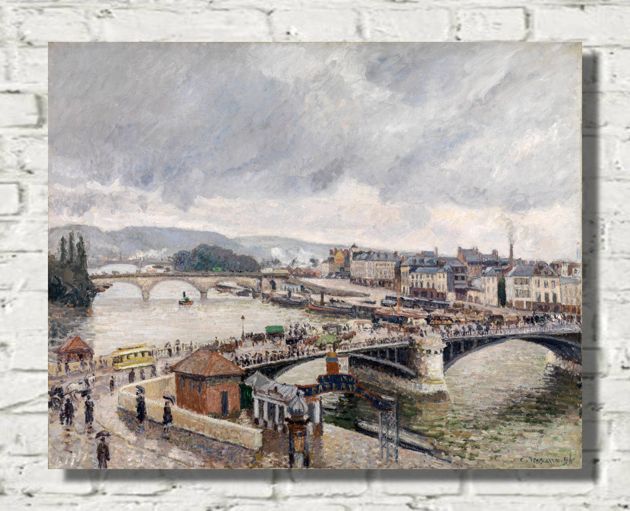 Camille Pissarro Print, Great Bridge of Rouen in Rainy Mood