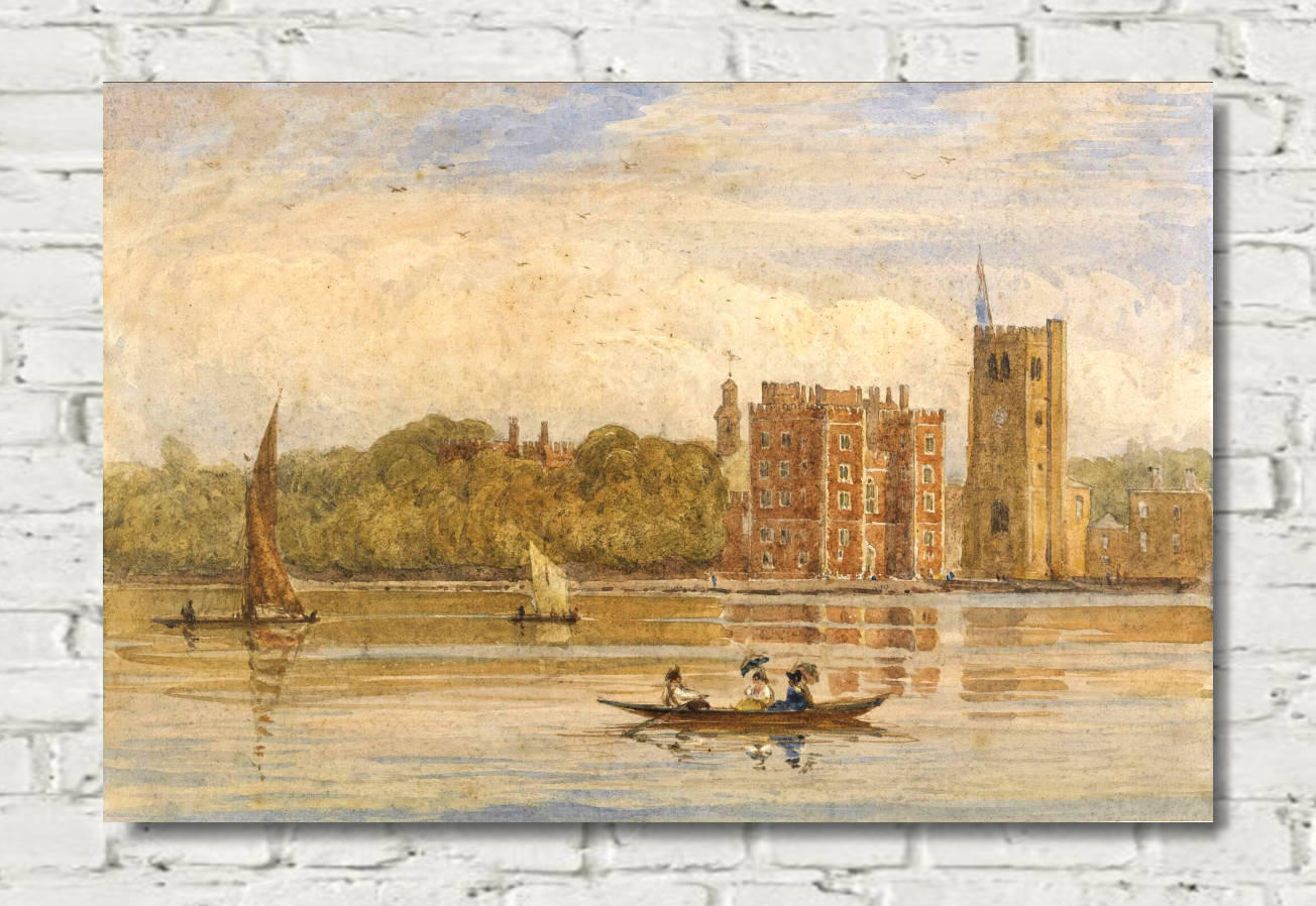 David Cox Print, Boating Before Lambeth Palace, London