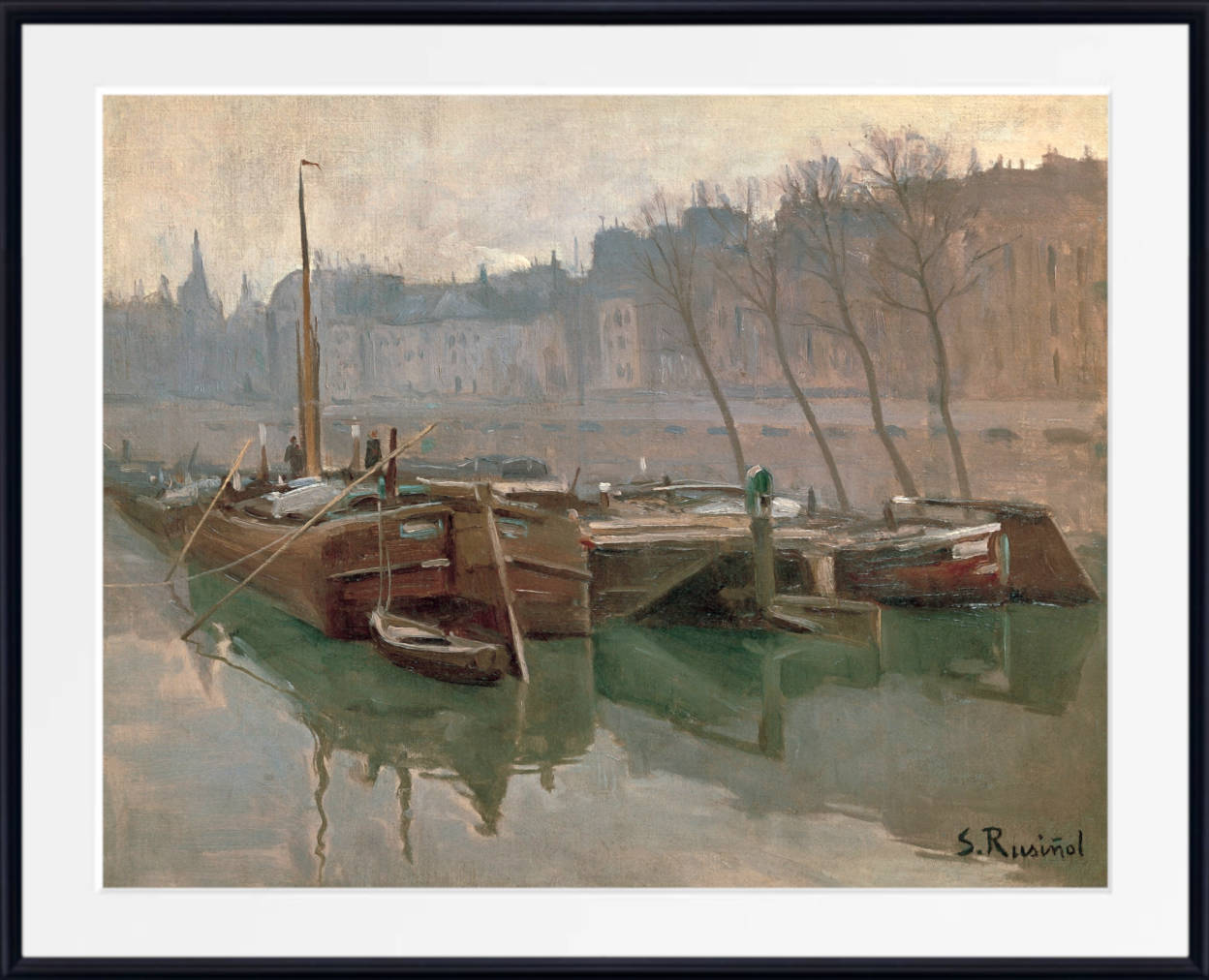 Santiago Rusinol Print, Boats on the Seine