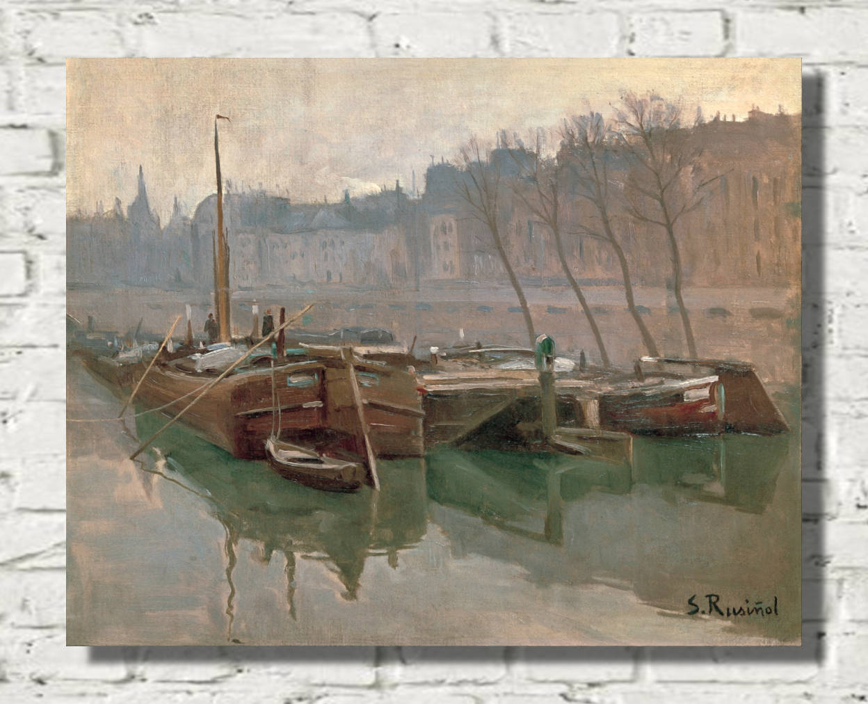 Santiago Rusinol Print, Boats on the Seine