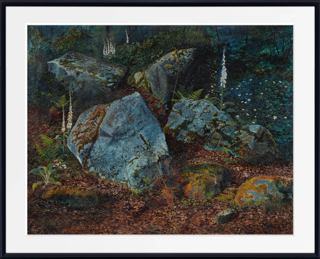 John Atkinson Grimshaw Print: Boulders In Storsforth Wood (1863)