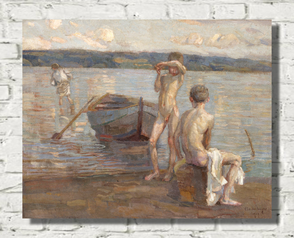 Boys bathing on the lakeshore (1909) by Christian Landenberger