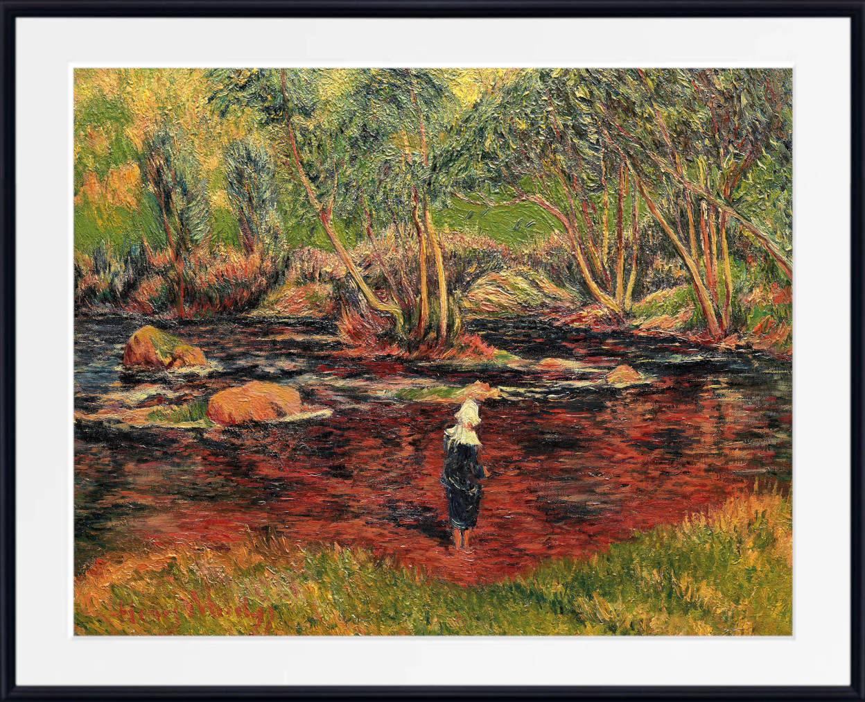 Henry Moret Print, Breton woman from Pont-Aven, feet in the river (1897)