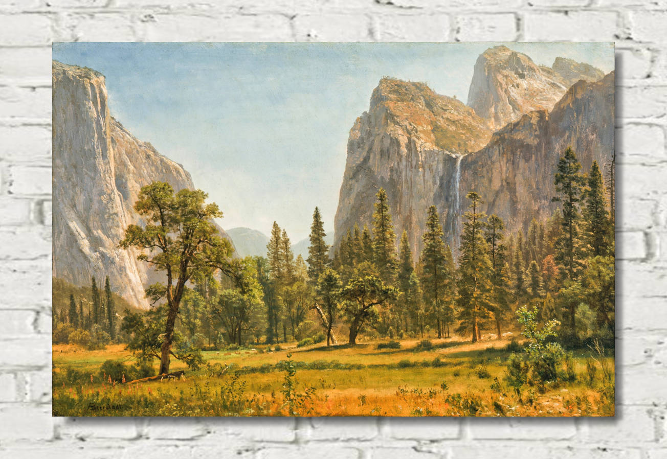 Albert Bierstadt Print : Bridal Veil Falls, Yosemite Valley