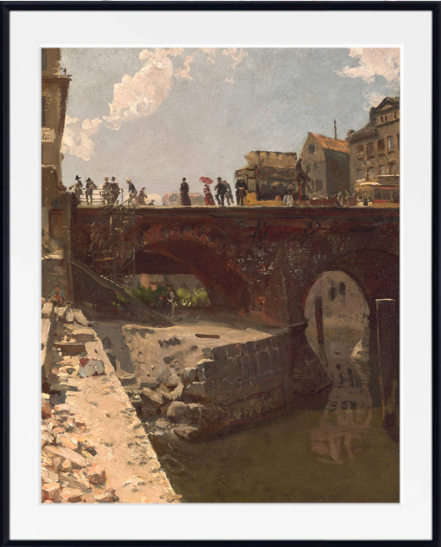 Stanislas Lepine Print, Bridge in a French city (1870)