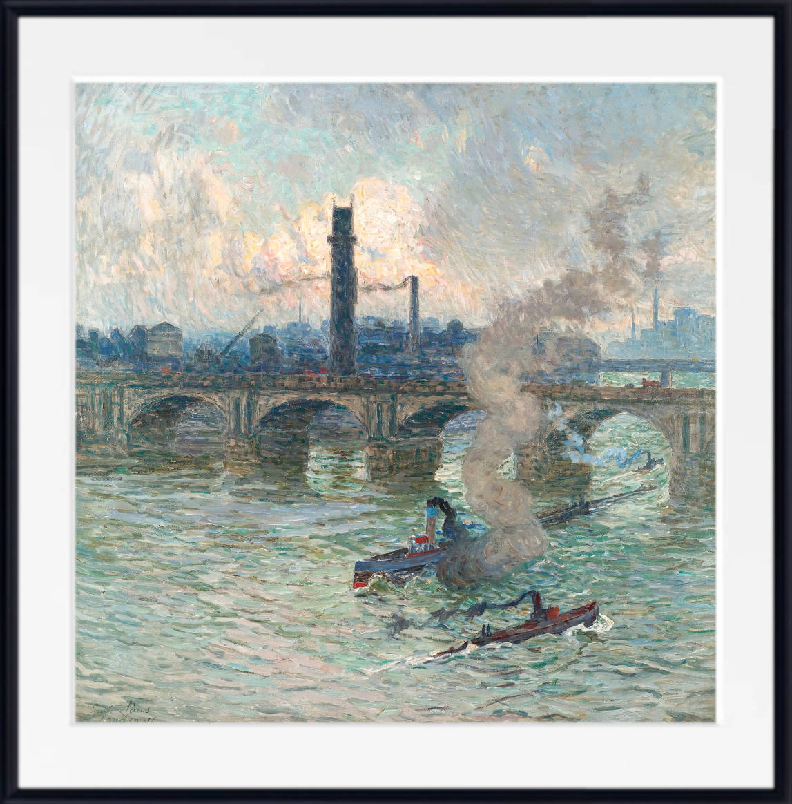 Emile Claus Print, Mist, steam and smoke on the Thames (1916)