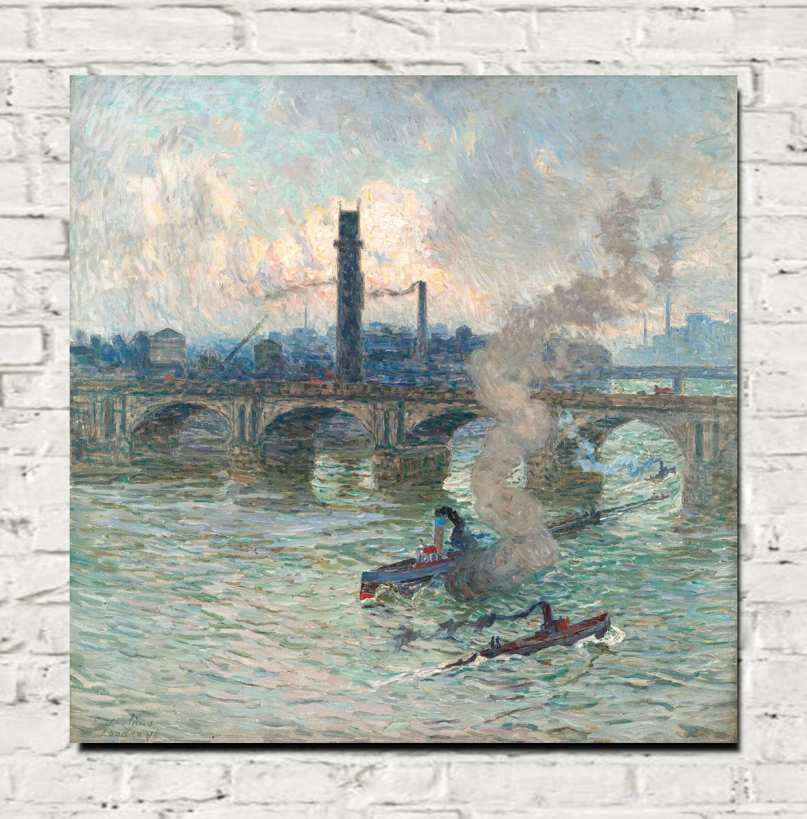 Emile Claus Print, Mist, steam and smoke on the Thames (1916)