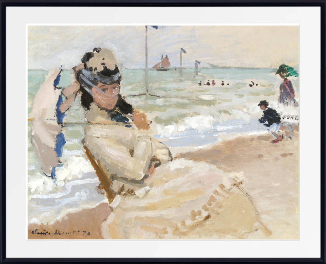 Claude Monet Fine Art Print, Camille on the Beach in Trouville