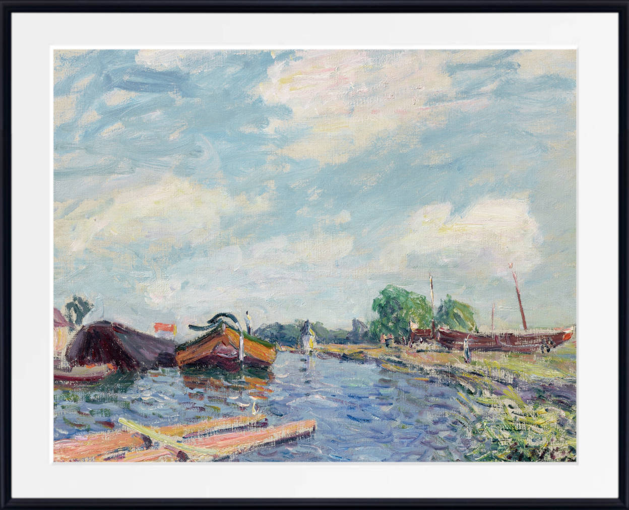 Alfred Sisley Fine Art Print, Canal du Loing à Saint-Mammès (c1885-6)