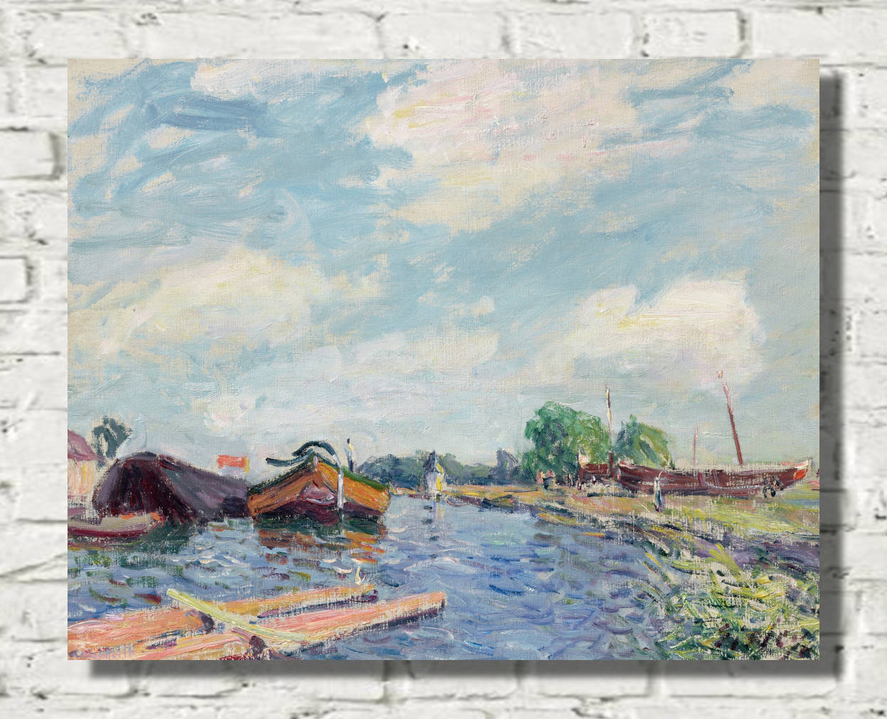 Alfred Sisley Fine Art Print, Canal du Loing à Saint-Mammès (c1885-6)